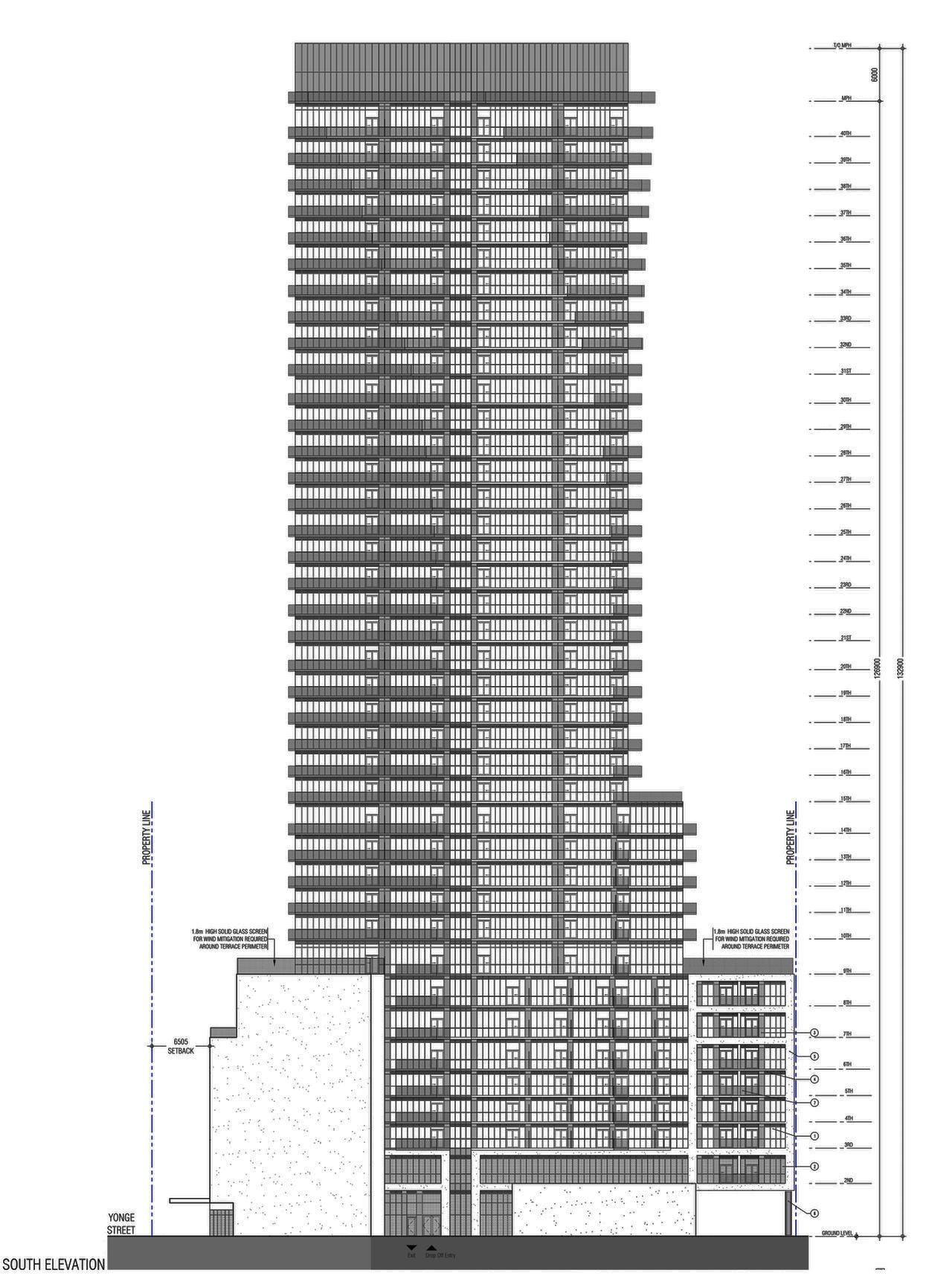 Exterior rendering of The Wedgewood on Yonge high-rise condominium at 5995 Yonge Street, North York
